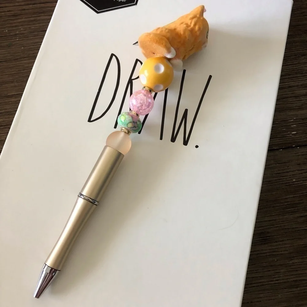 Kitty in my pocket: Orange Tabby Cat handmade beaded pen